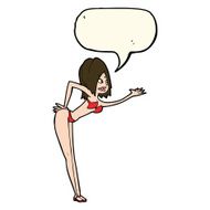 cartoon woman in bikini with speech bubble N36