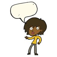 cartoon surprised woman pointing with speech bubble N8