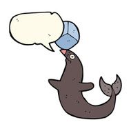 cartoon performing seal with speech bubble N7