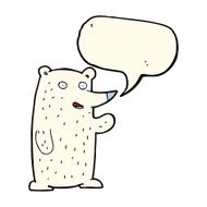 cartoon waving polar bear with speech bubble N39