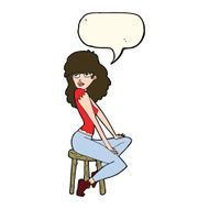 cartoon woman striking pose with speech bubble N6