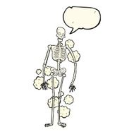 cartoon dusty old skeleton with speech bubble N4