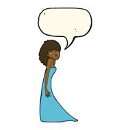 cartoon woman pulling photo face with speech bubble N8