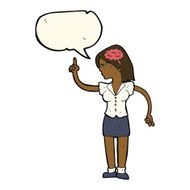 cartoon woman with clever idea speech bubble N8