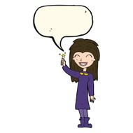 cartoon friendly witch girl with speech bubble N7