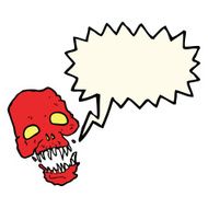 cartoon scary skull with speech bubble N19