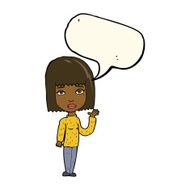 cartoon woman waving with speech bubble N247