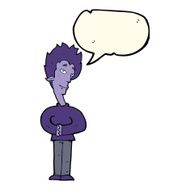 cartoon vampire with speech bubble N95