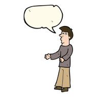 cartoon curious man with speech bubble N45