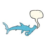 cartoon hammerhead shark with speech bubble N7