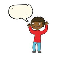 cartoon excited boy with speech bubble N102