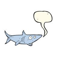 cartoon happy shark with speech bubble N7