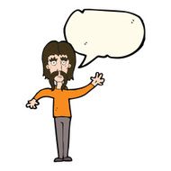 cartoon waving man with mustache speech bubble N7