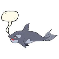 cartoon killer whale with speech bubble N7