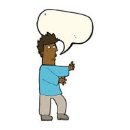 cartoon nervous man waving with speech bubble N16