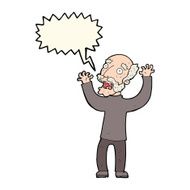 cartoon terrified old man with speech bubble N15