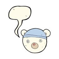 cartoon polar bear cub wearing hat with speech bubble N4