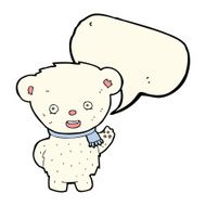 cartoon polar bear waving with speech bubble N7