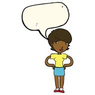 cartoon woman with hands on hips speech bubble N157