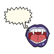 cartoon vampire mouth with speech bubble N19