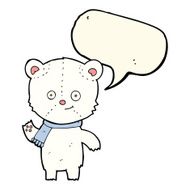 cartoon polar bear waving with speech bubble N8