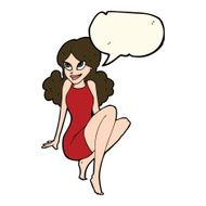 cartoon attractive woman posing with speech bubble N7