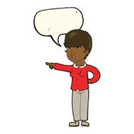 cartoon woman pointing finger of blame with speech bubble N8