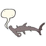 cartoon hammerhead shark with speech bubble N8