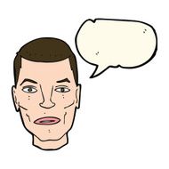 cartoon serious male face with speech bubble N7