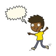 cartoon crazy excited boy with speech bubble N8
