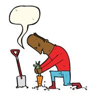 cartoon gardener with speech bubble N8