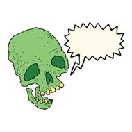cartoon ancient spooky skull with speech bubble N4