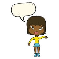 cartoon woman making gesture with speech bubble N8