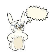 cartoon rabbit wearing spectacles with speech bubble N7