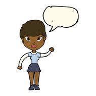 cartoon woman waving with speech bubble N248