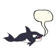cartoon killer whale with speech bubble N8