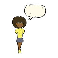 cartoon shocked woman with speech bubble N69