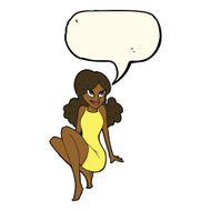 cartoon attractive woman posing with speech bubble N8