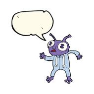 cartoon alien spaceman with speech bubble N14