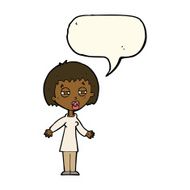 cartoon tired woman with speech bubble N22