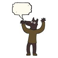 cartoon wolf man with speech bubble N30