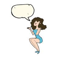 cartoon attractive woman sitting with speech bubble N7