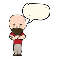 cartoon shocked bald man with beard speech bubble N7