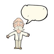 cartoon disappointed old man with speech bubble N7