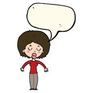 cartoon woman with closed eyes speech bubble N7