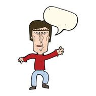 cartoon angry man waving warning with speech bubble N7