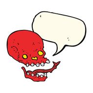 cartoon spooky skull with speech bubble N100
