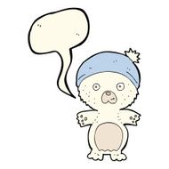 cartoon cute polar bear in hat with speech bubble N4