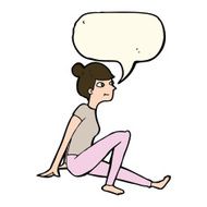 cartoon woman sitting with speech bubble N13