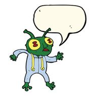 cartoon alien spaceman with speech bubble N15
